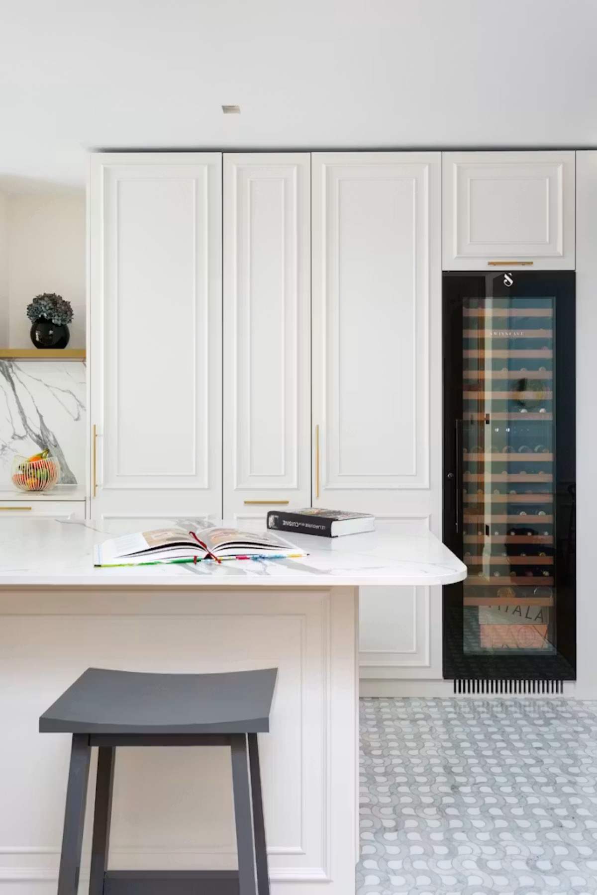 Gloucester Walk — wine fridge and island detail