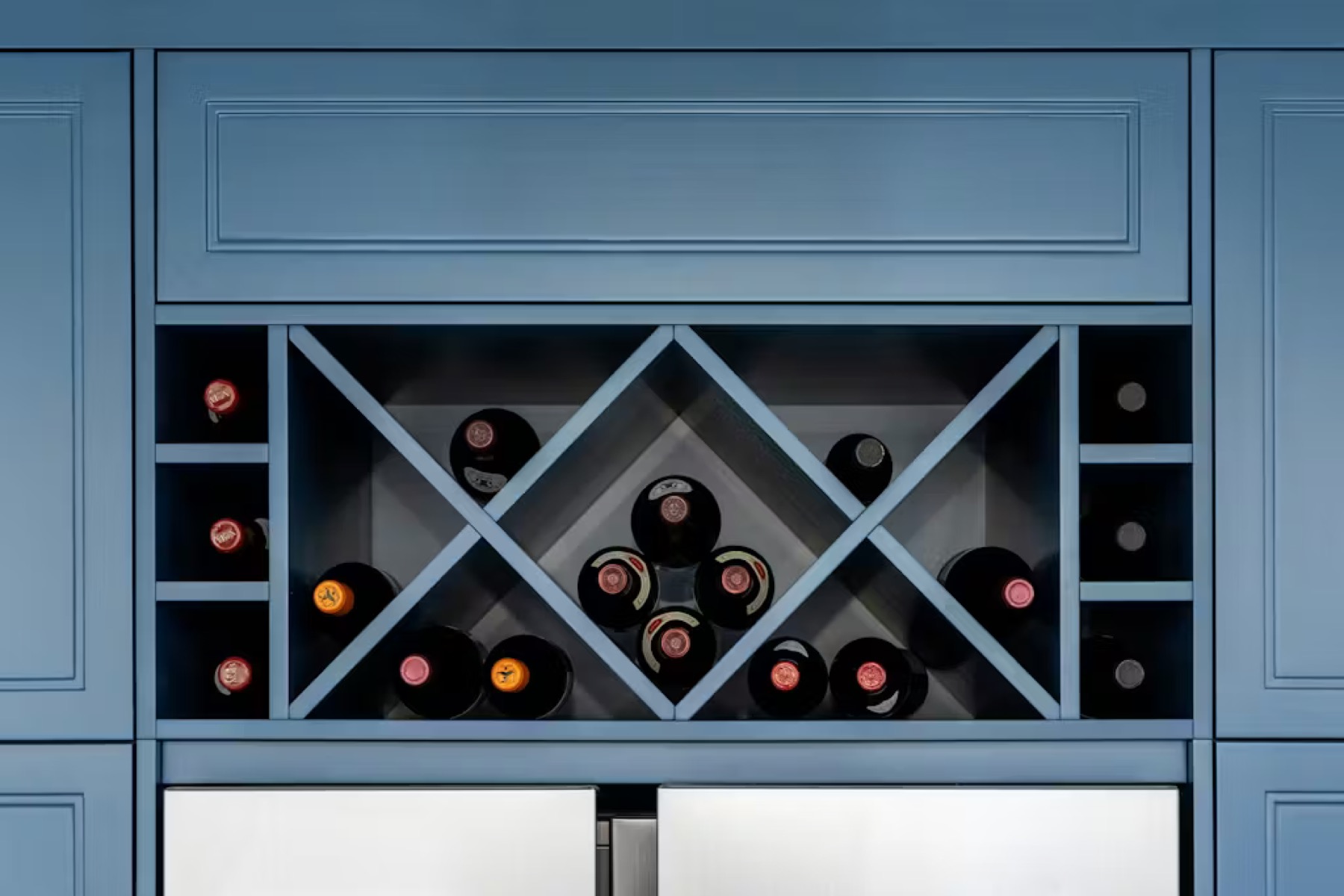 Eton Avenue — bespoke wine rack detail