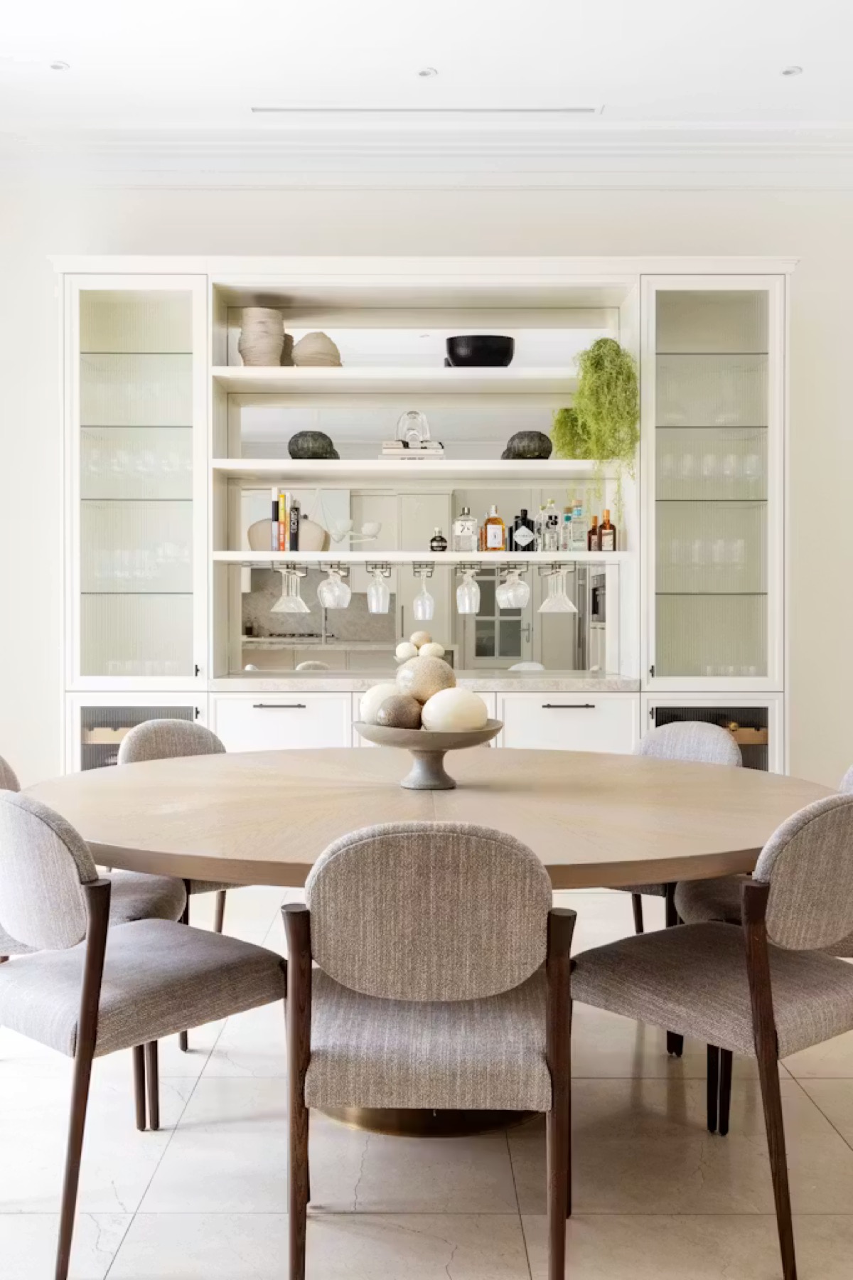 Split Pines — dining area with bespoke shelving unit